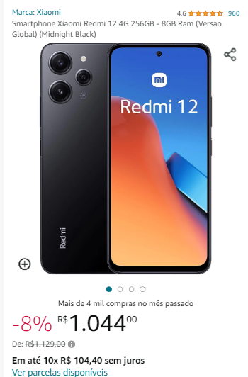 Parcelado Smartphone Xiaomi Redmi G Gb Gb Ram Versao