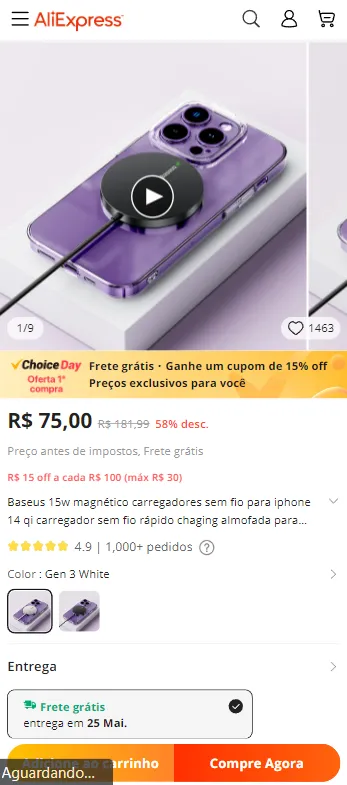 Carregador Sem Fio Baseus 15w Magnético INTERNACIONAL Canaltech Ofertas