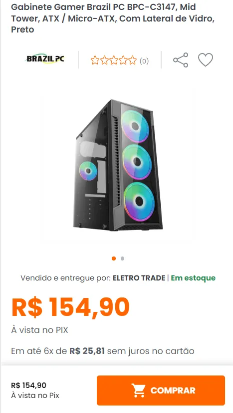 Gabinete Gamer Brazil Pc Bpc C Mid Tower Atx Micro Atx