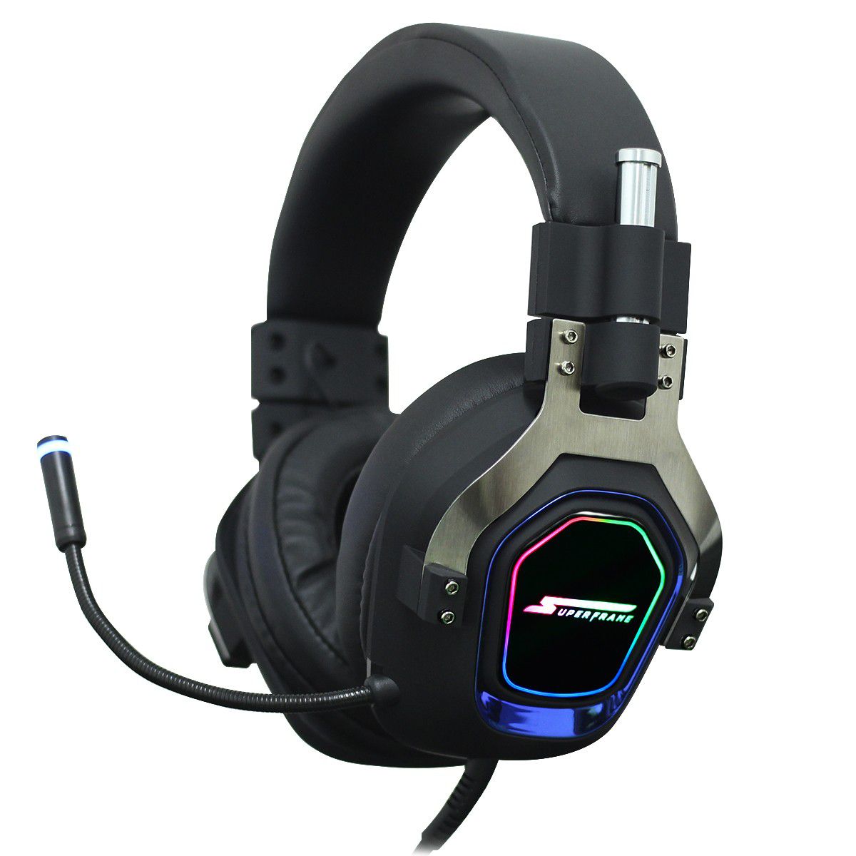 Headset Gamer SuperFrame PRAGMA Drivers De 50mm 7 1 Surround RGB USB