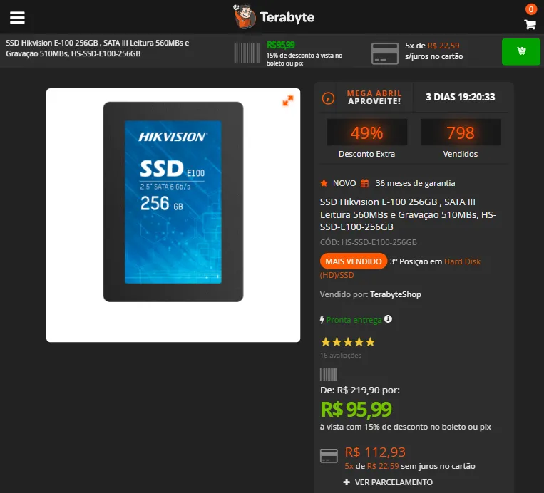 Ssd Hikvision E Gb Sata Iii Leitura Mbs E Grava O Mbs