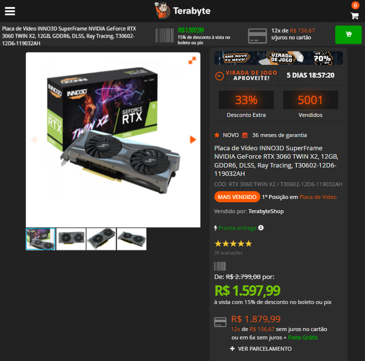 Placa De V Deo Inno D Superframe Nvidia Geforce Rtx Twin X Gb