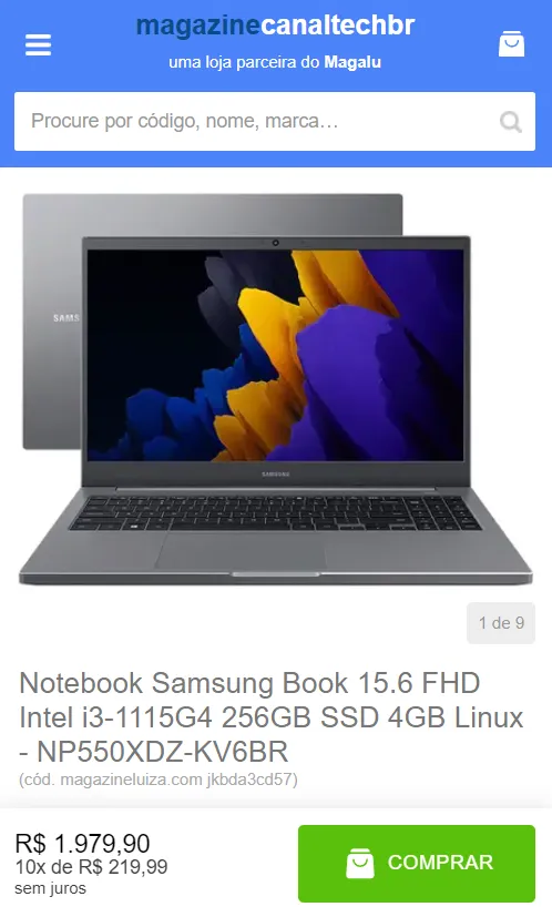 Notebook Samsung Book Fhd Intel I G Gb Ssd Gb Linux