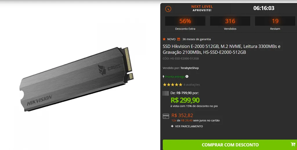 Ssd Hikvision E Gb M Nvme Leitura Mbs E Grava O