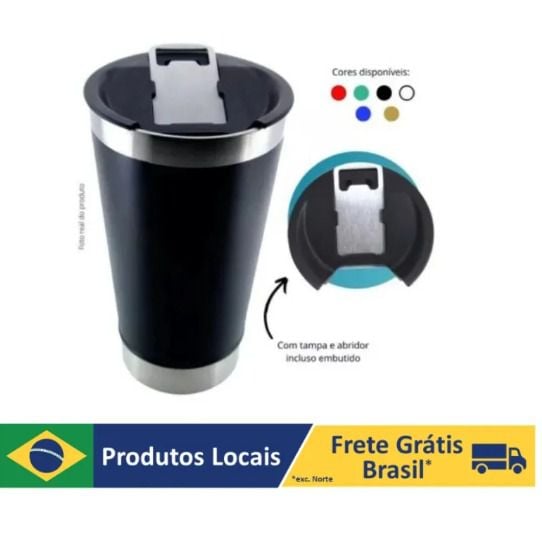 Copo Térmico 473ml Beba Gelado ou quente Tampa e Abridor 176915