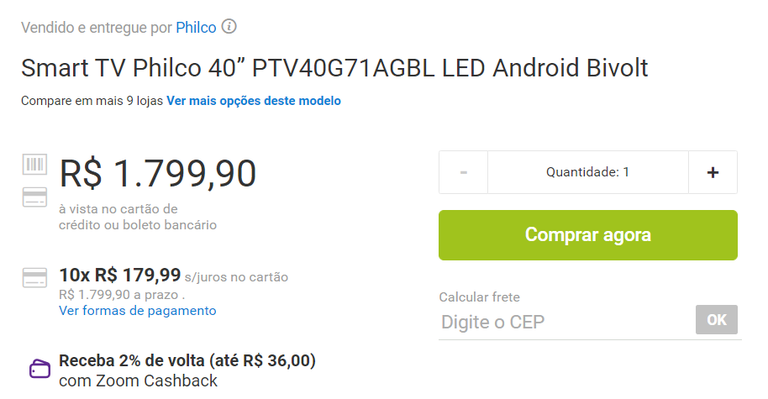 Smart Tv Philco Ptv G Agbl Led Android Bivolt Dinheiro De Volta