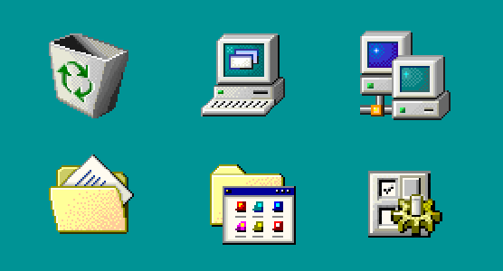 Os ícones do Windows 98 eram uma gracinha (Imagem: Reprodução / Microsoft)