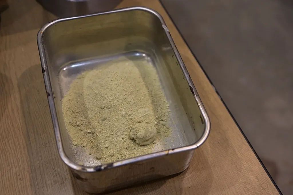 Partículas trituradas de repolho podem servir como base no preparo do cimento comestível (Imagem: Reprodução/Tokyo University)