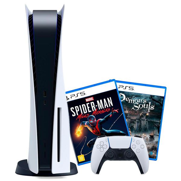 Console Sony PlayStation 5 + Jogo Demon´s Soul´s + Jogo Marvel´s Spider-Man: Miles Morales [PRÉ - VENDA]