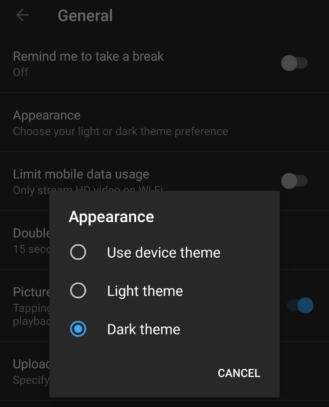 Modo escuro no Youtube (Fonte: Android Police)