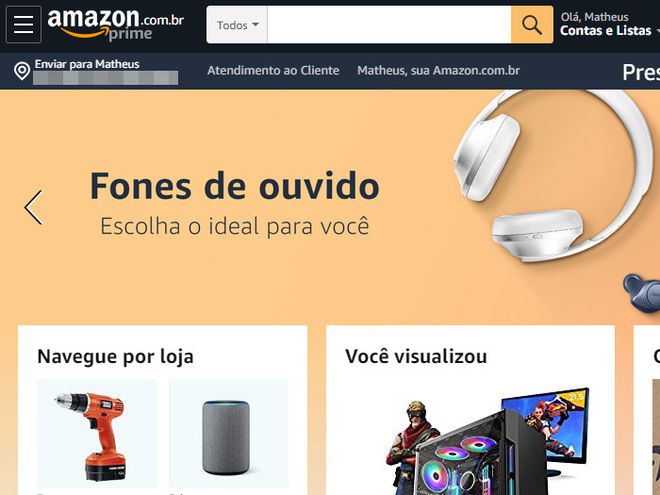 Abra o site da Amazon e faça o login na sua conta (Captura de tela: Matheus Bigogno)