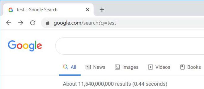 Ao pesquisar um termo na pesquisa do Google, atualmente a barra de endereços mostra o endereço URL da página de resultados (Imagem: Bleeping Computer) 