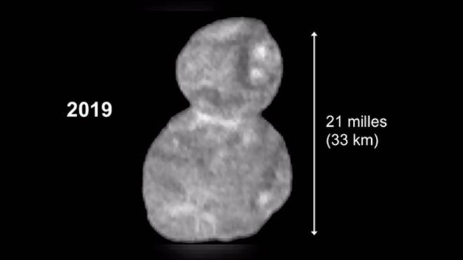 Ultima Thule tem o formato similar ao de um boneco de neve (Imagem: NASA)