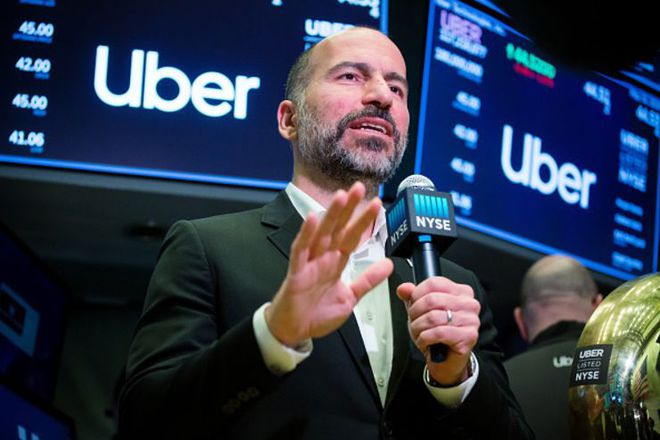 CEO da Uber, Dara Khosrowshahi, durante IPO da empresa em Nova York
