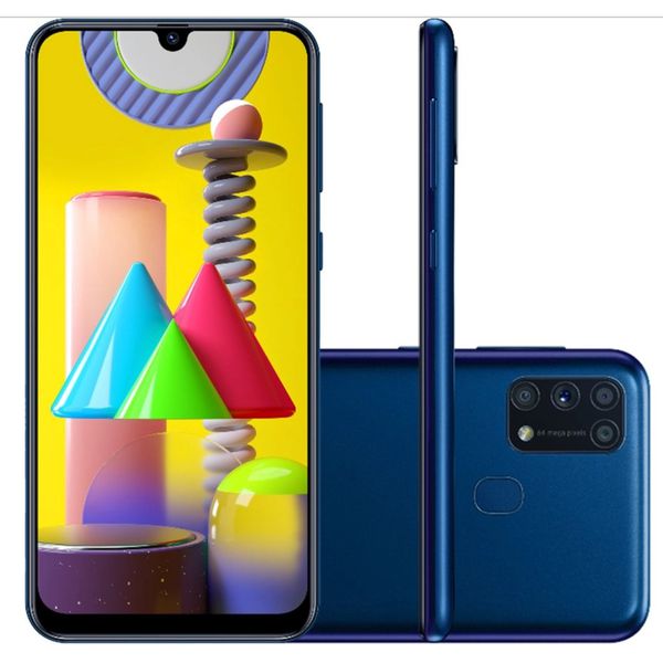 Smartphone Samsung Galaxy M31 128GB Dual Chip Android 10.0 Tela 6.4" Octa-Core 4G Câmera Quádrupla 64MP+8MP+5MP+5MP - Azul