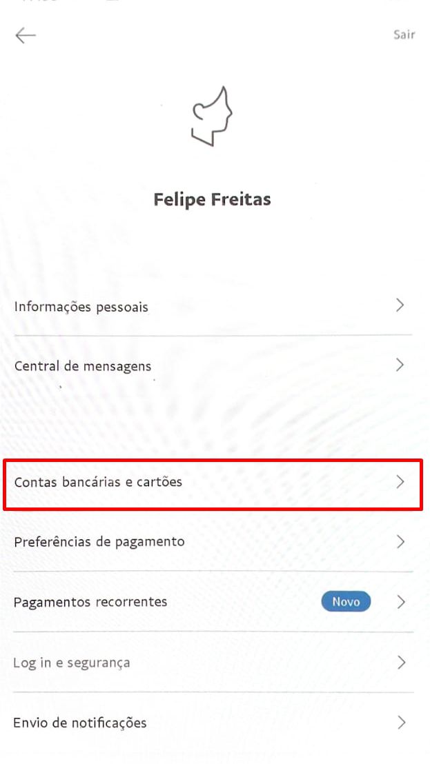 Toque em "Contas bancárias e cartões" - (Captura: Canaltech/Felipe Freitas)