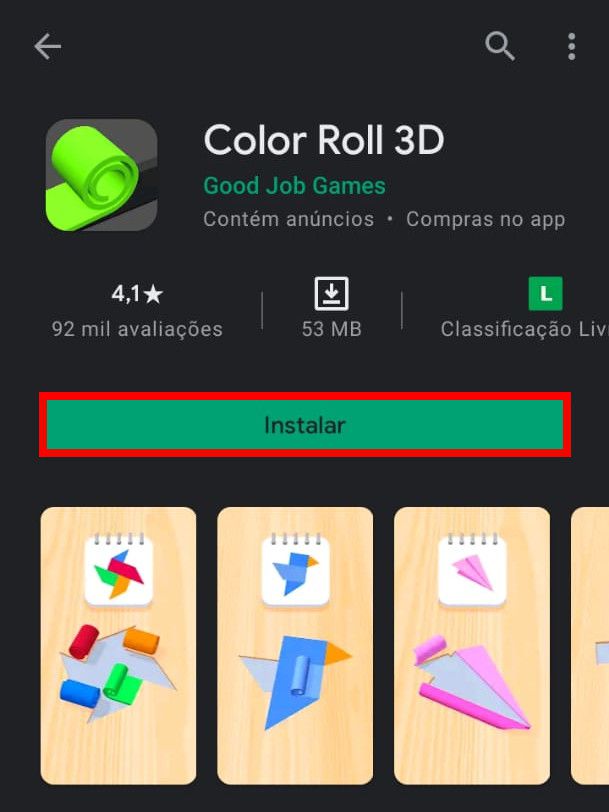 Baixe e instale o Color Roll 3D no seu celular Android ou iOS (Captura de tela: Matheus Bigogno)