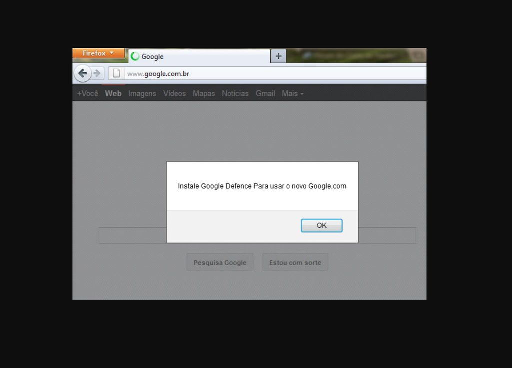 Neste caso de spoofing de DNS em 2011, usuários brasileiros tentando acessar o Google recebiam avisos que levavam ao download de malwares (Imagem: Kaspersky/Divulgação)