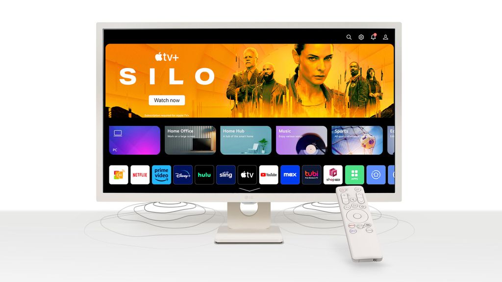 LG Smart Monitor herda características de televisões da marca graças ao software webOS 23 com plataformas de streaming, alto-falantes integrados e controle remoto (Imagem: Reprodução/LG)