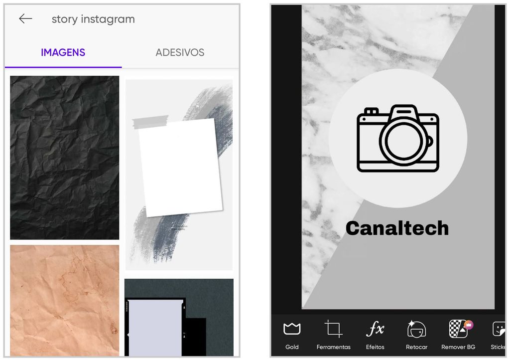Use o Picsarts para criar capa para destaque do Instagram (Captura de tela: Matheus Bigogno)