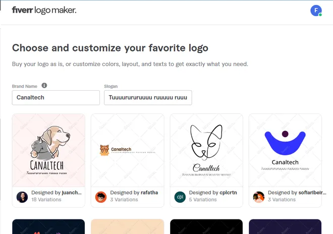 É possível usar regulador de níveis de estilo para gerar logo com IA no Fiverr Logo Maker (Imagem: Reprodução/Fiverr Logo Maker)