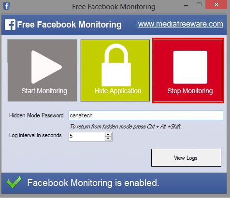 Pare o monitoramento clicando no botão vermelho Pare o monitoramento clicando no botão vermelho