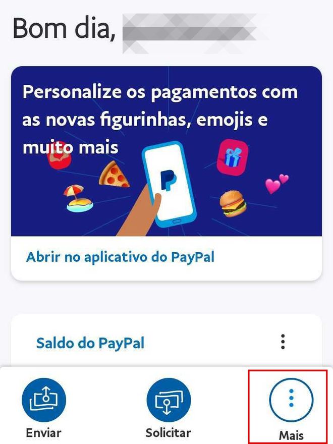 Acesse o PayPal pelo aplicativo ou site (Imagem: Guadalupe Carniel/Captura de tela)