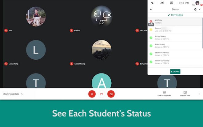 Com funções específicas para professores, o Attendance ajuda na hora de fazer a chamada de alunos presentes em uma chamada do Google Meet (Imagem: Divulgação/Tyler Lin)