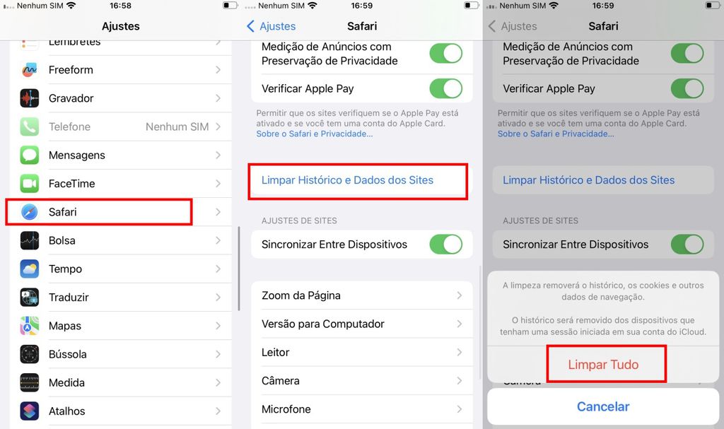 Você deve acessar o app Ajustes para limpar o cache do Safari no iOS (Imagem: Captura de tela/Fabrício Calixto/Canaltech)