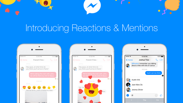 Reações e menções chegam às conversas do Facebook Messenger 