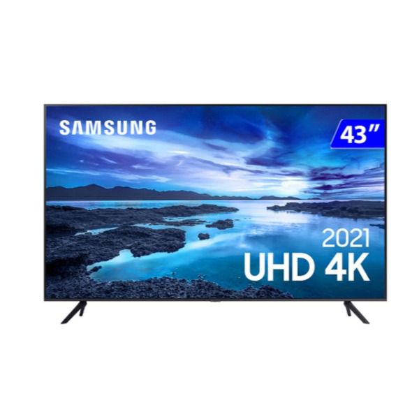 Smart TV Samsung 43" UHD 4K UN43AU7700GXZD Processador Crystal 4K Tela sem limites Alexa built in Controle Único [CUPOM]
