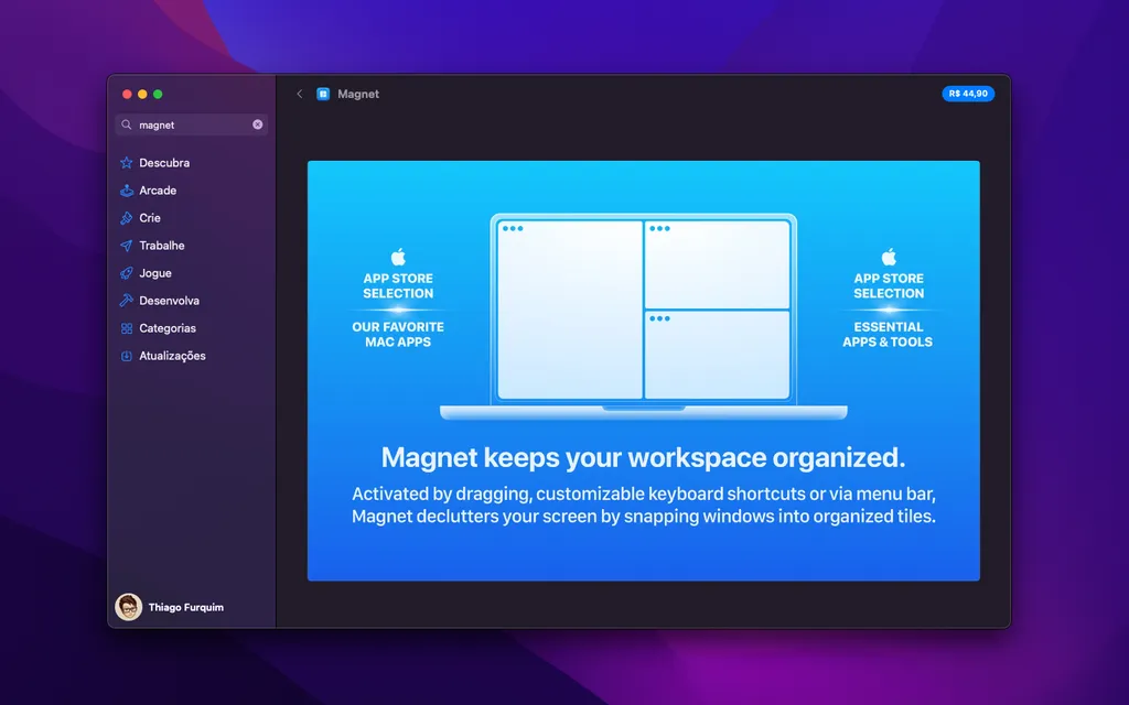 Use o Magnet para organizar as janelas no desktop do Mac (Imagem: Thiago Furquim)
