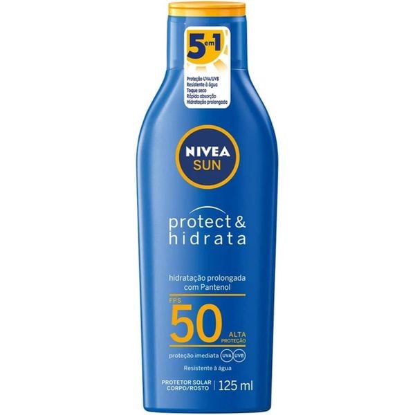 NIVEA SUN Protetor Solar Protect & Hidrata FPS 50 125ml - Com toque seco, rápida absorção e resistente à água
