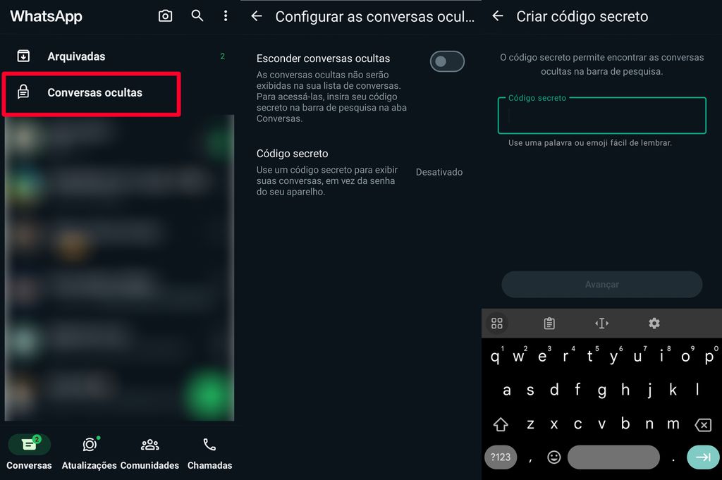 Crie um código secreto para proteger suas conversas no WhatsApp (Imagem: Captura de tela/Douglas Ciriaco/Canaltech)