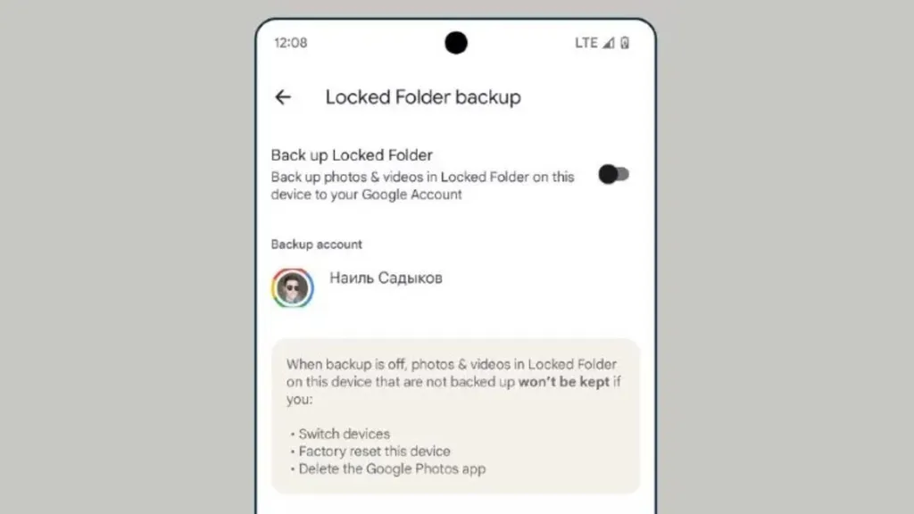 A opção de backup de fotos e vídeos do "Locked Folder" finalmente deve chegar ao Google Fotos (Imagem: Google News Channel /Telegram)