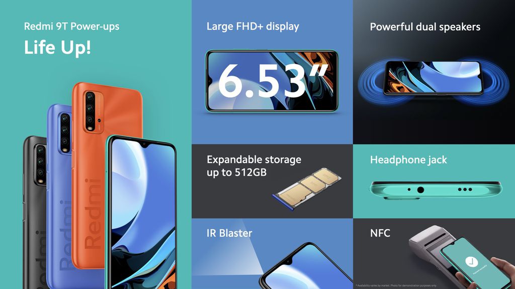 Redmi 9T tem câmera de 48 MP e bateria gigante de 6.000 mAh (Imagem: Divulgação/Xiaomi)