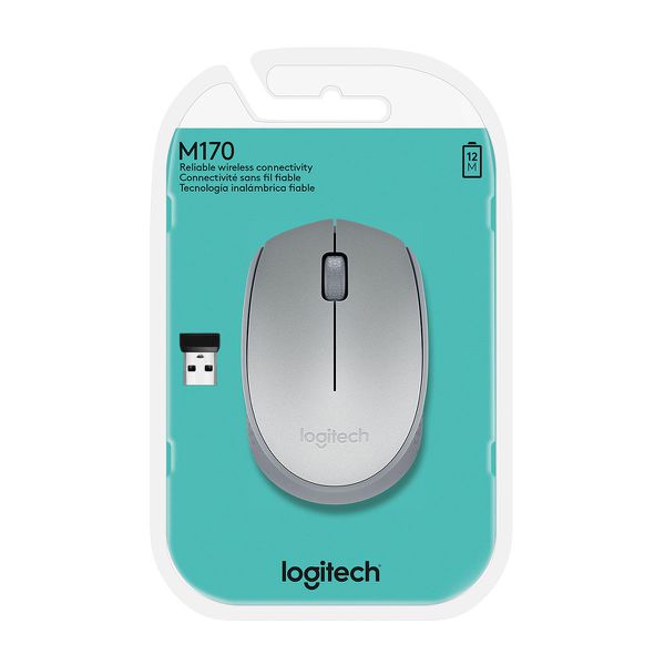 Mouse Sem Fio Óptico Logitech USB M170 Prata