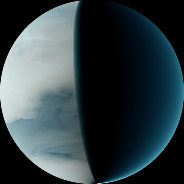 Vênus em dimagem feita pela câmera infravermelha da sonda Akatsuki (Imagem: Reprodução/JAXA)