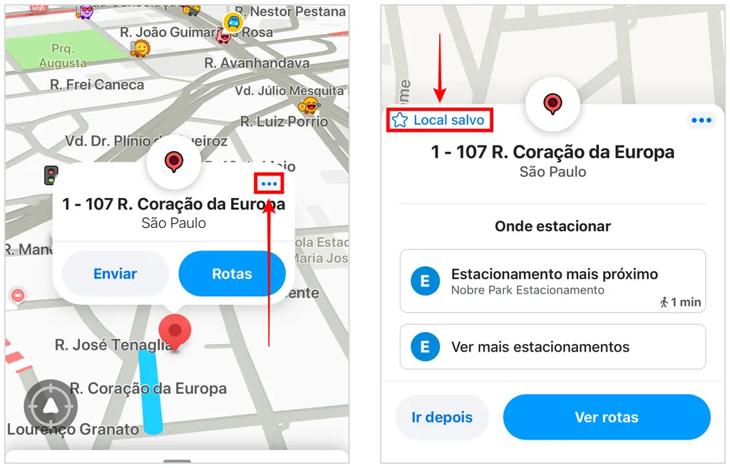 Como adicionar uma rota no Waze (Captura de tela: Caio Carvalho)