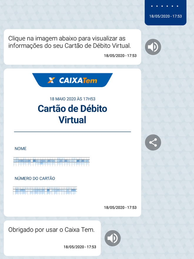 Cartão de débito virtual também está disponível no app Caixa Tem Captura de tela: Laisa Trojaike/Canaltech)