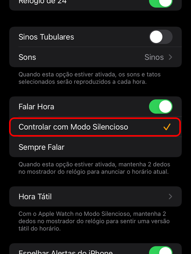 Escolha a opção "Controlar com Modo Silencioso" para usar as duas funções - Captura de tela: Thiago Furquim (Canaltech)