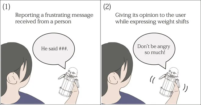 Robô ajuda usuários a se acalmarem diante de mensagens frustrantes (Imagem: Reprodução/University of Tsukuba)