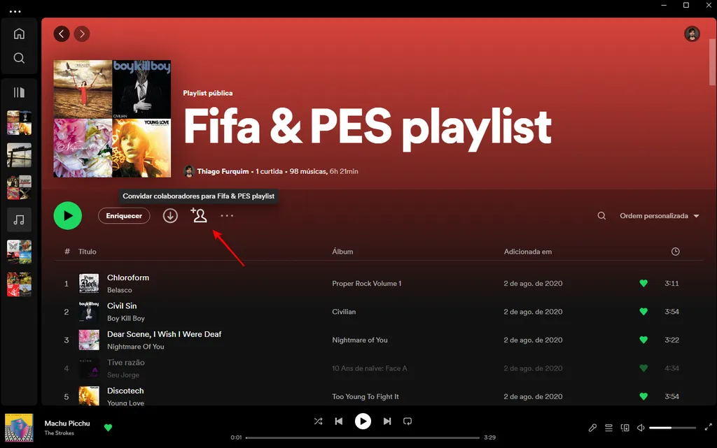 Adicione colaboradores para playlists criadas por você no Spotify (Imagem: Captura de tela/Thiago Furquim/Canaltech)