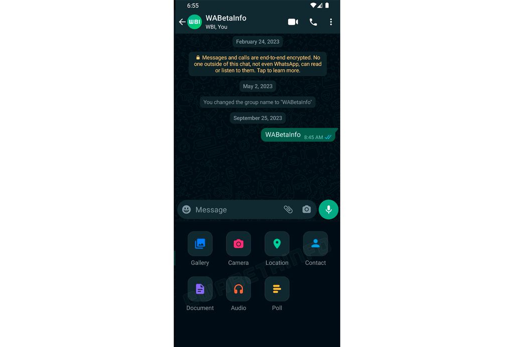 Seleção de anexos deve ganhar cara nova no WhatsApp (Imagem: Reprodução/WABetaInfo)