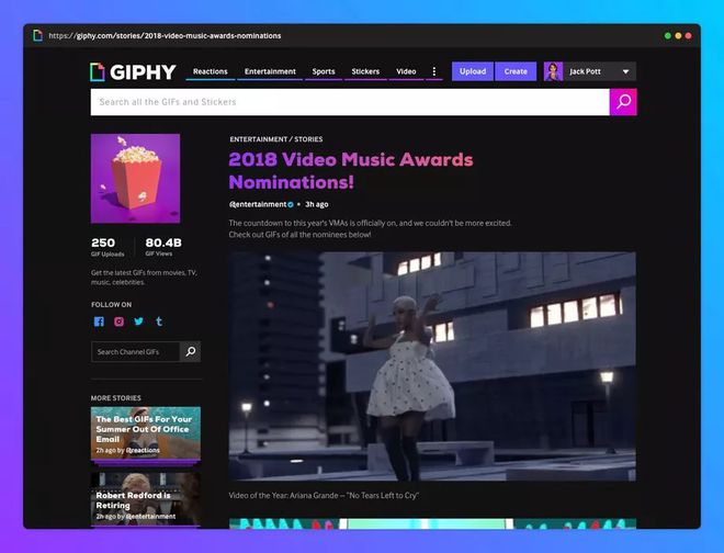 Giphy lança o seu próprio “Stories” com seleções diárias de GIFs