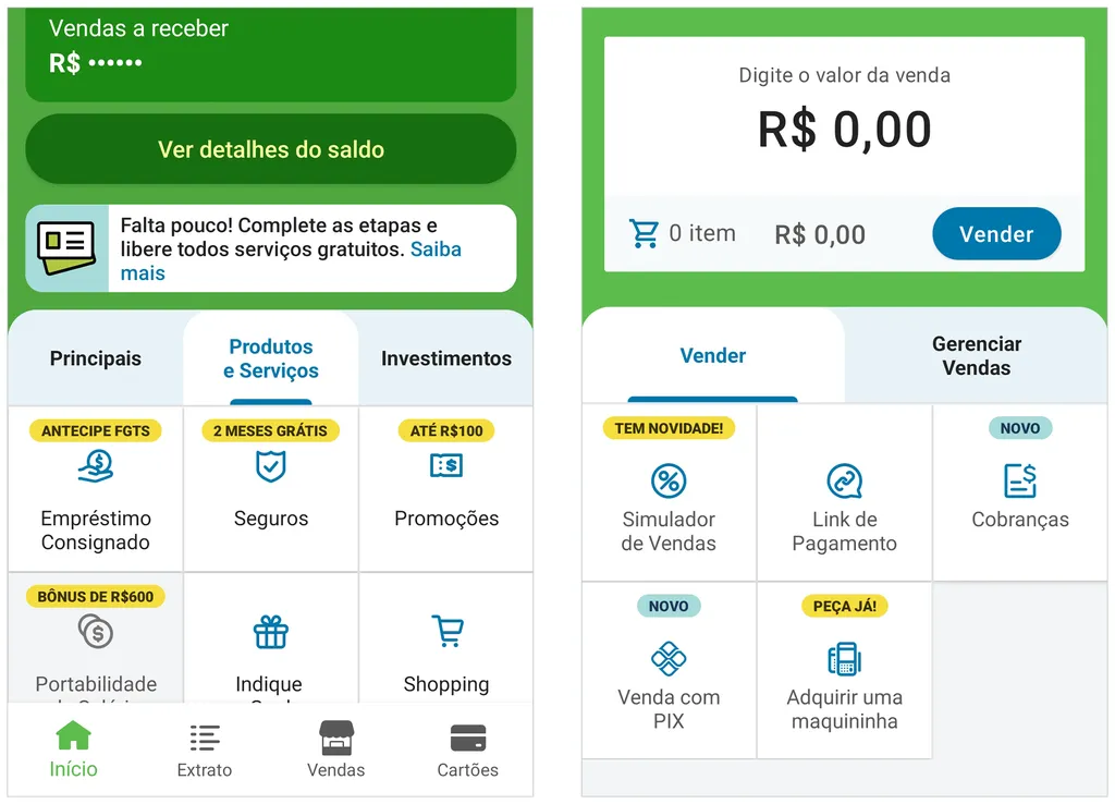 Contas do PagBank ainda podem solicitar as maquininhas da empresa (Imagem: Captura de tela/André Magalhães/Canaltech)