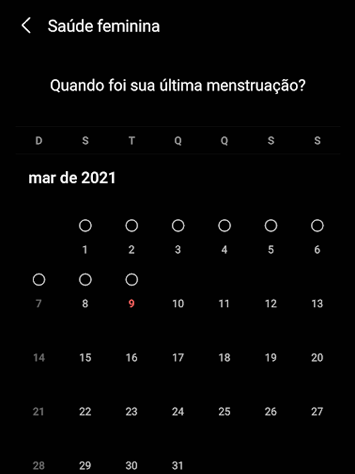 Acompanhe o ciclo menstrual (Imagem: André Magalhães/Captura de tela)