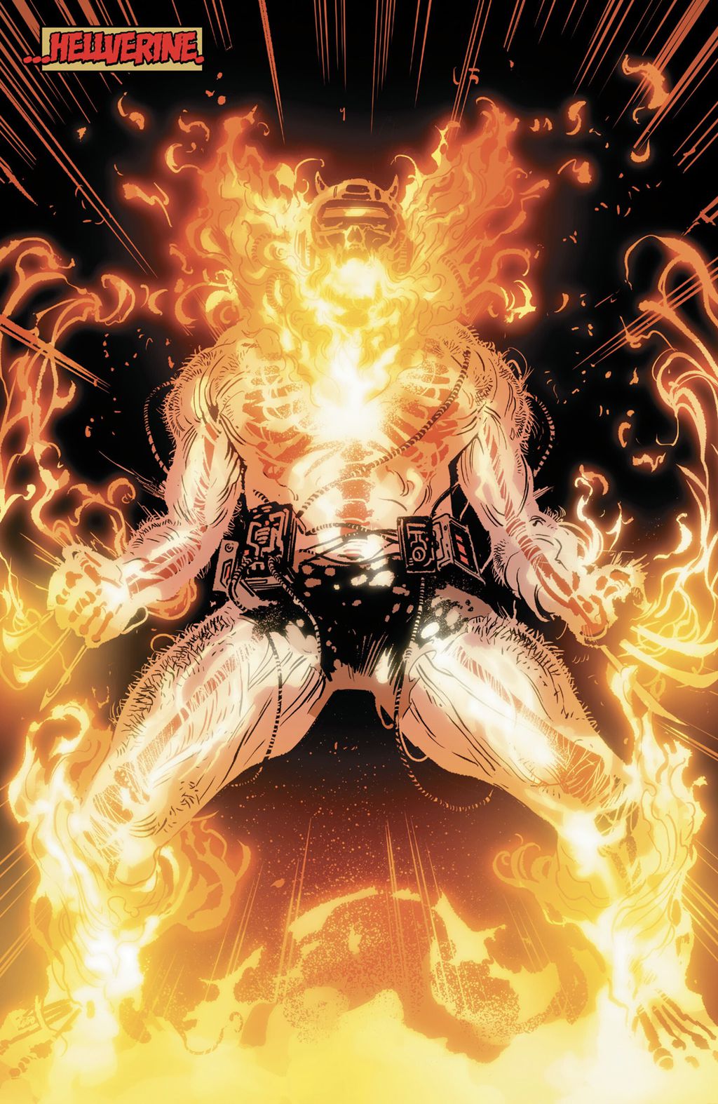 Bagra-ghul assume o controle de sua mente e corpo, dando lugar a Hellverine, uma criatura imbuída com os poderes do Motoqueiro Fantasma e possuída por demônios (Imagem: Reprodução/Marvel Comics)