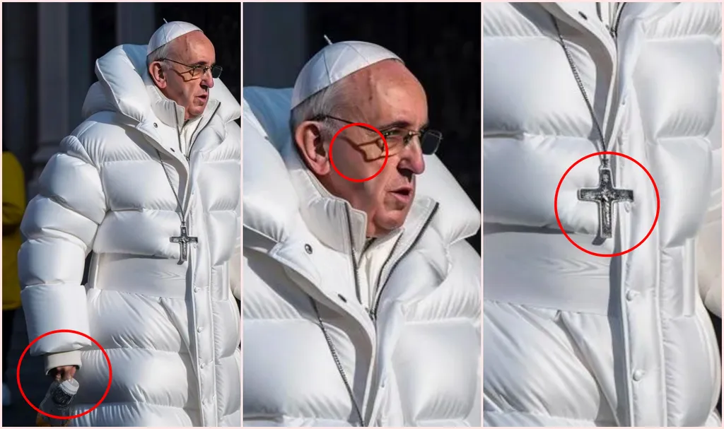 Imagem do Papa Francisco usando roupa de grife foi gerada a partir de inteligência artificial (Imagem: Reprodução/Midjourney)