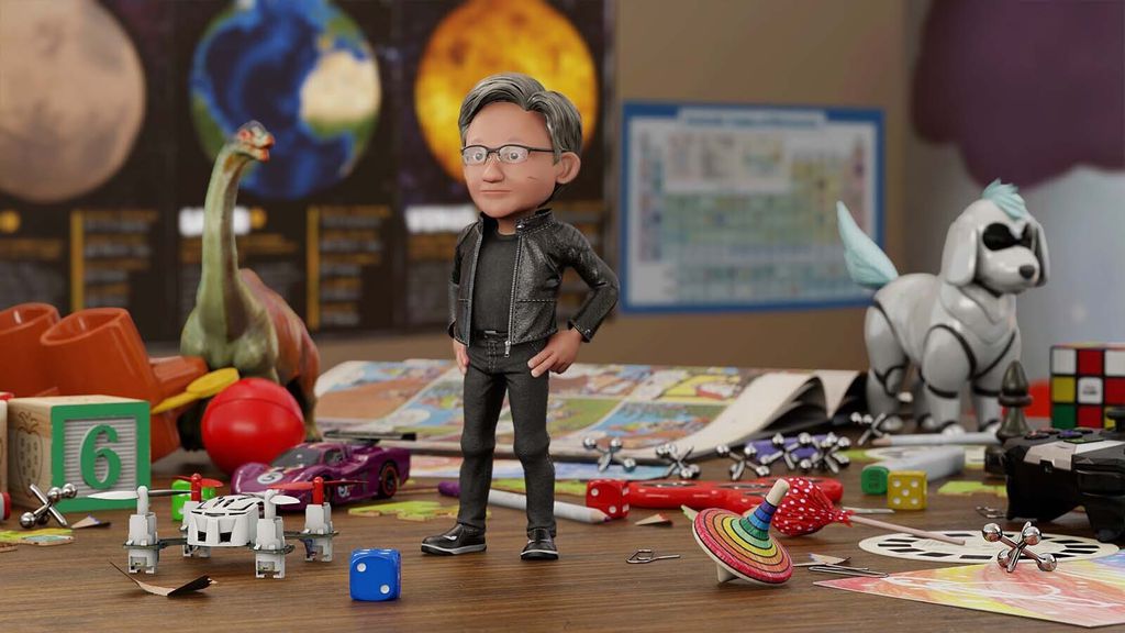 Esse é um avatar do Omniverse do CEO da NVIDIA criado como um brinquedo (Imagem: Reprodução/NVIDIA)